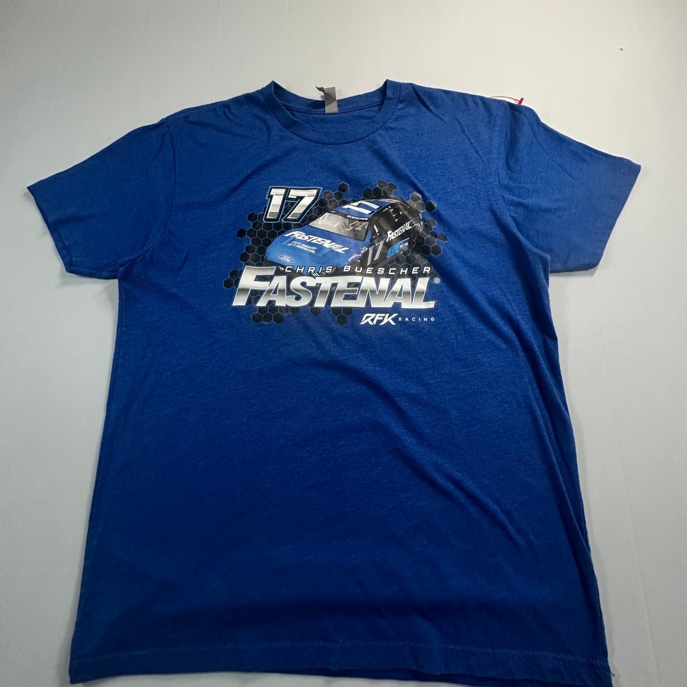 Chris Buescher 17 Fastenal RFK Racing NASCAR T-Shirt Mens‎ Large Blue Next Level